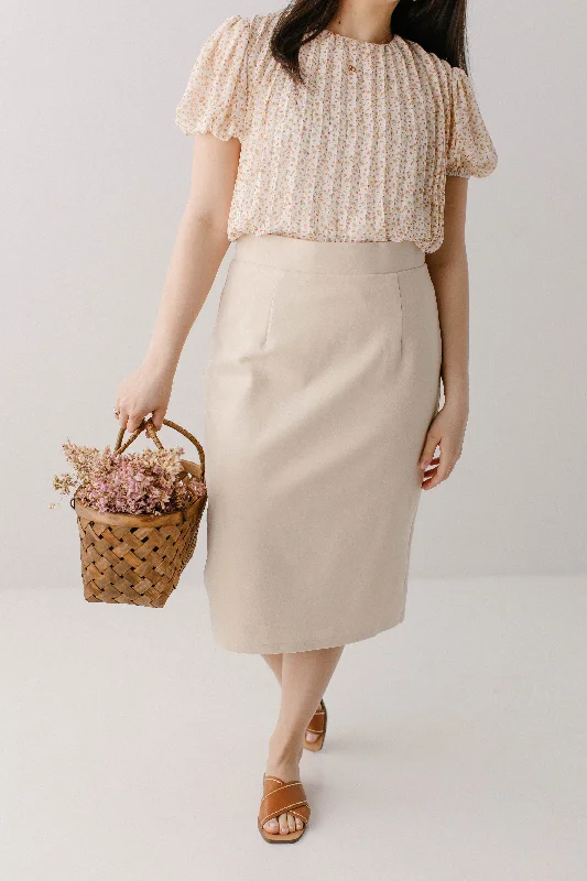 'Anna' Pencil Skirt in Cream FINAL SALE