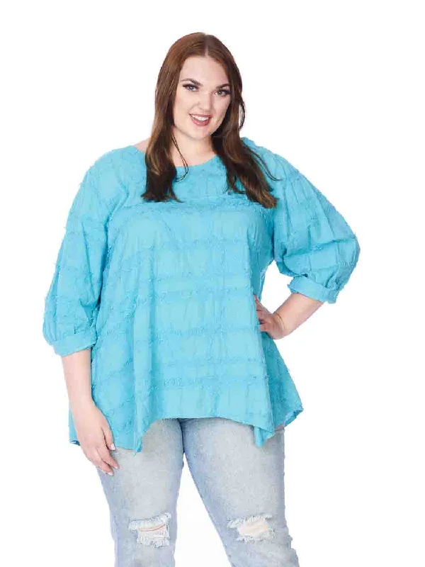 Tianello Plus Sized ""Holly"" Embroidered Cotton ""Leni""  Tunic Blouse