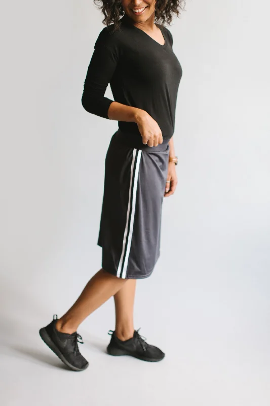 Modest Athletic Knee Length Skort in Charcoal FINAL SALE