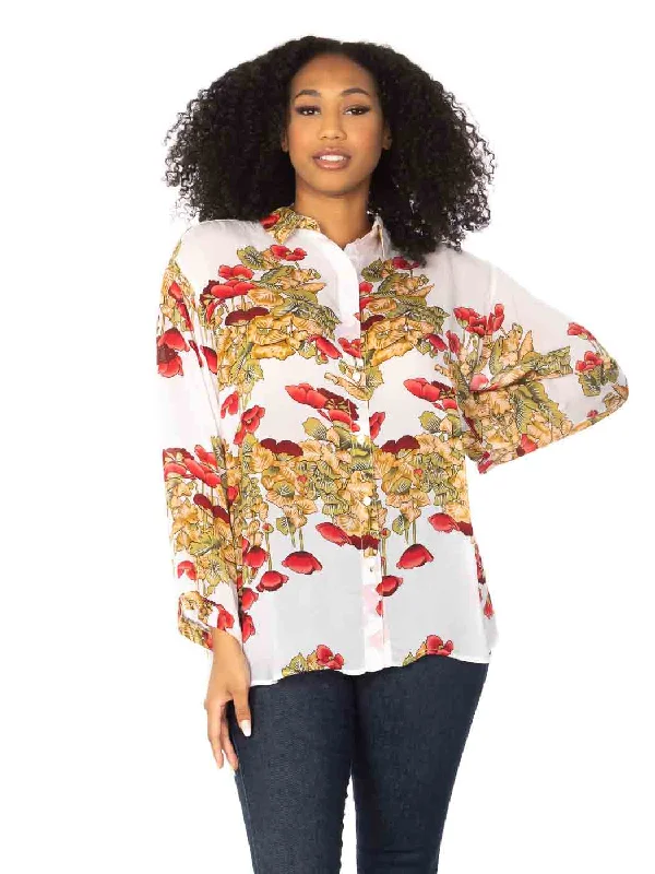 Tianello Plus Sized ""Cupro""  ""Poppy"" Christiana Blouse