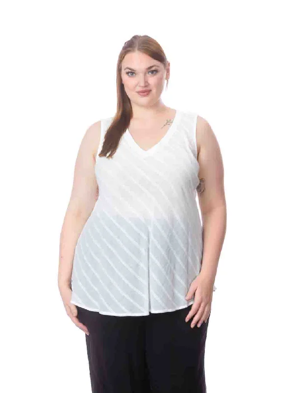 Tianello Plus Sized ""St. John"" Jacquard Egyptian Cotton  ""Erika"" Bias Tank