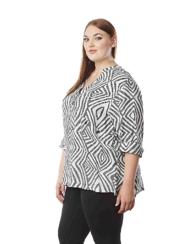 Tianello  Plus Sized Print ""Bazu""  sueded Japanese ""CUPRO™ Jacquard  ""Diva"" Blouse