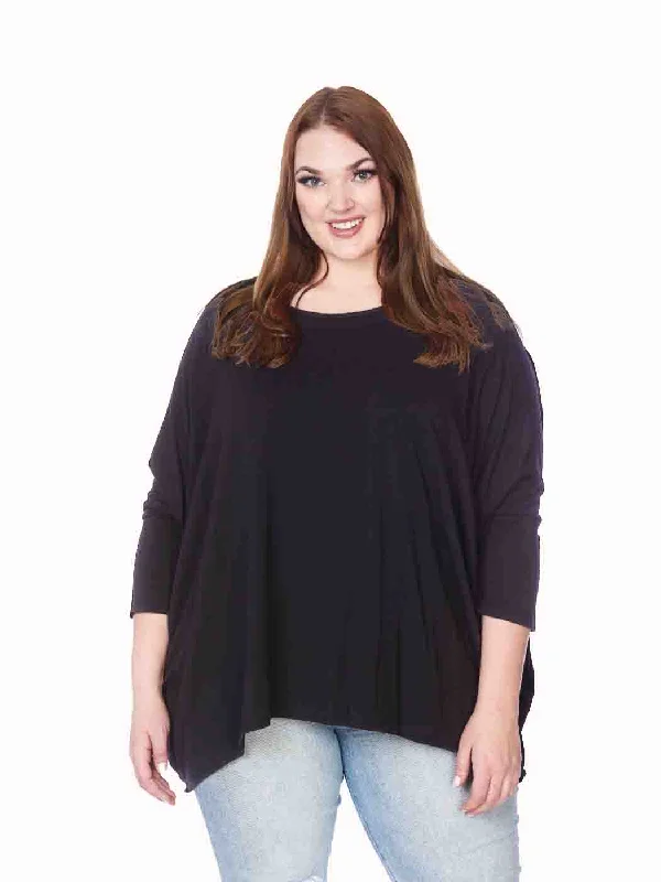 Tianello Plus Sized ""Woven""  TENCEL™ L.S. Tee Blouse