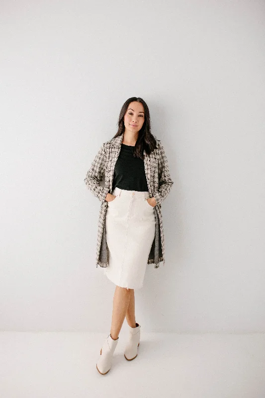 'Jennifer' Stretch Knit Blazer in Tan Plaid FINAL SALE