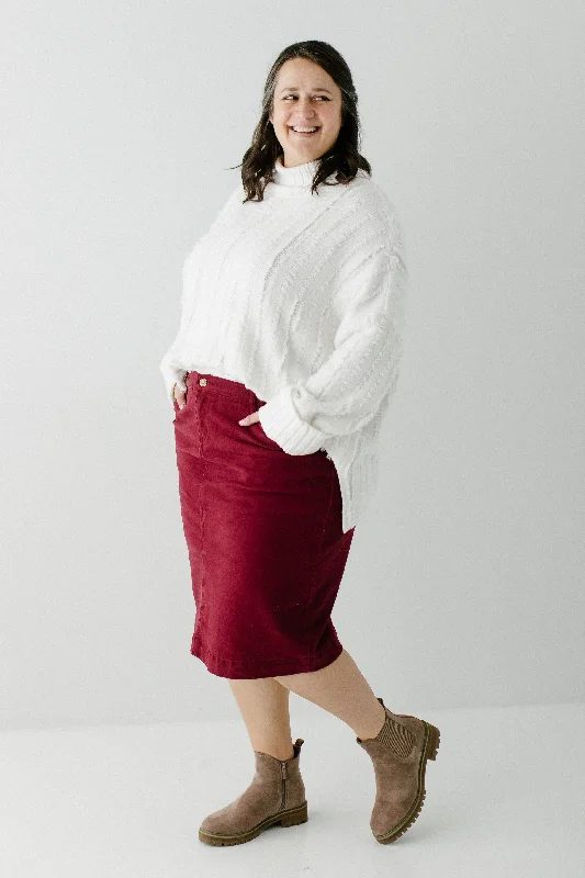 'Leah' Vintage Denim Skirt in Burgundy FINAL SALE