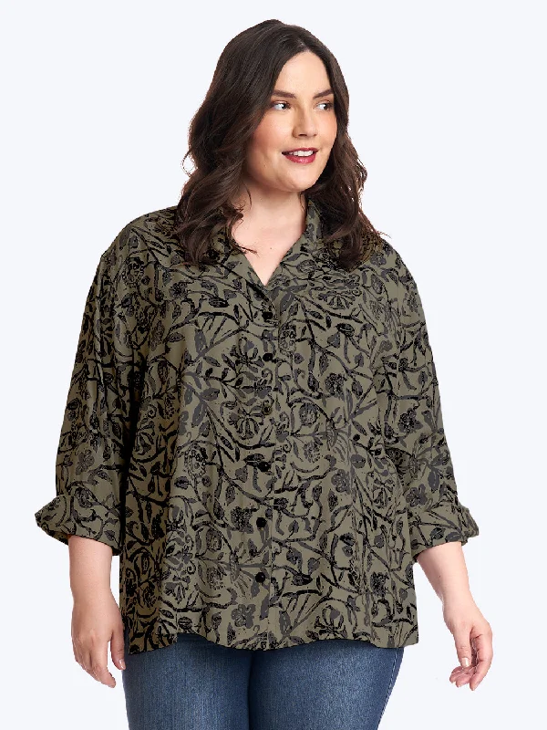 Tianello Plus sized French Batik Print TENCEL™ Aida Blouse