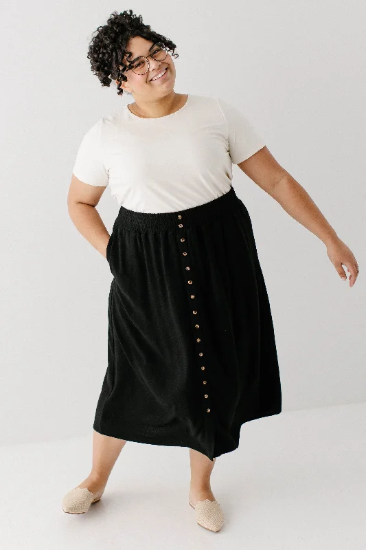 Plus 'Greta' Linen Blend Midi Skirt