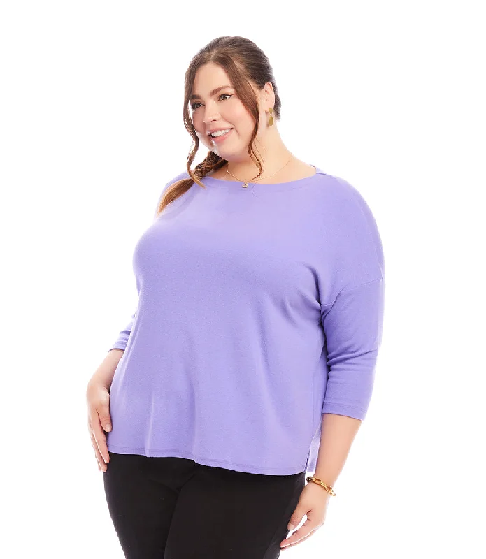 Plus Size 3/4 Sleeve Boatneck Top