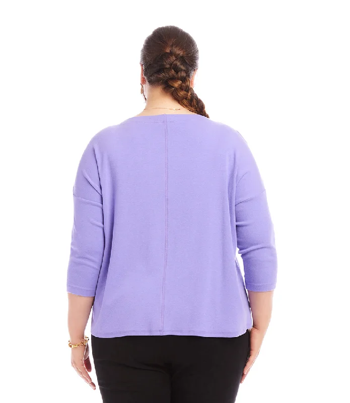 Plus Size 3/4 Sleeve Boatneck Top