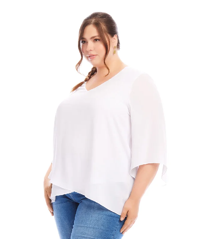 Plus Size Bracelet Sleeve Asymmetric Top