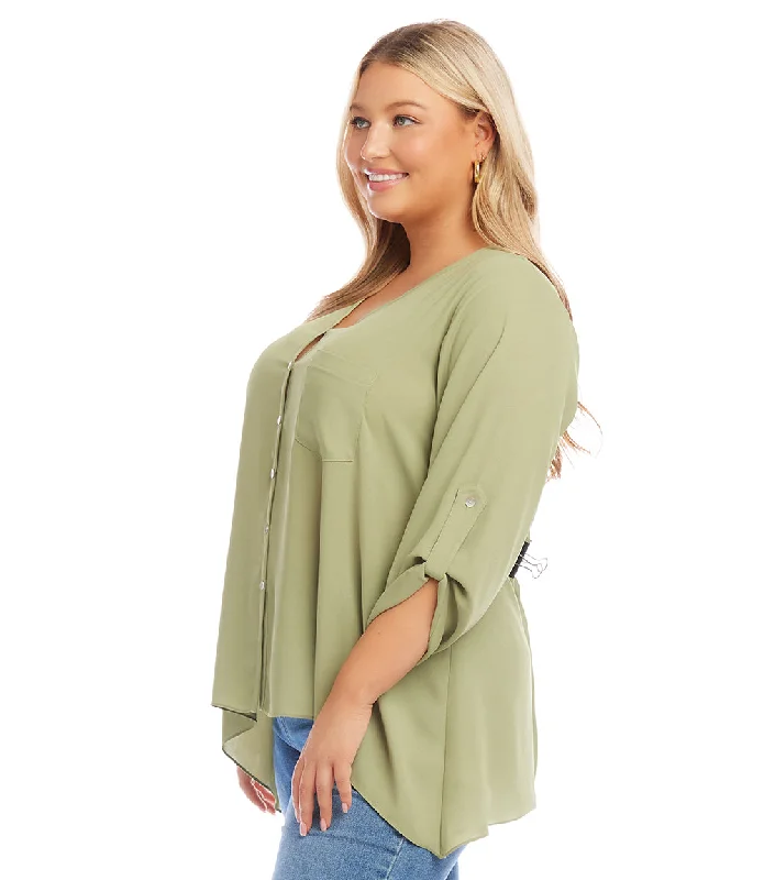 Plus Size Button-Up Blouse