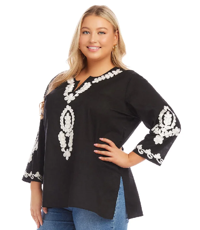 Plus Size Embroidered Tunic