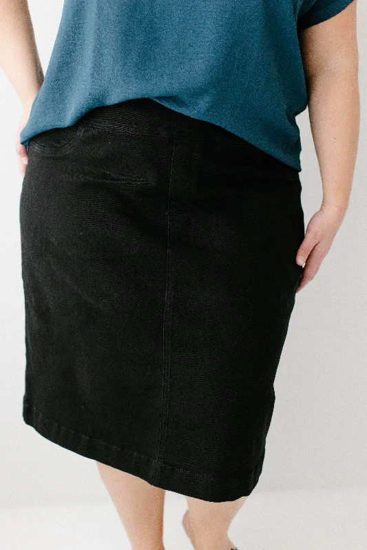 'Sara' Stretch Denim Skirt in Black FINAL SALE - 26"" Length