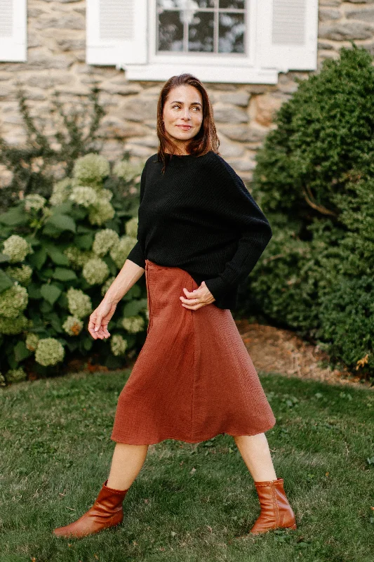 'Sawyer' Cotton A-line Skirt in Cinnamon FINAL SALE