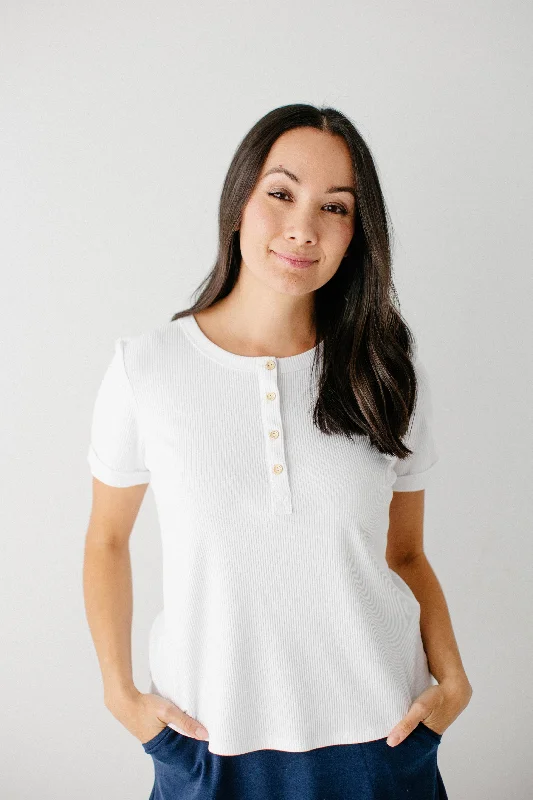 'Shay' Ribbed Bamboo Blend Henley Top