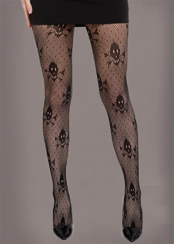 Pirate Skull Fishnet Tights