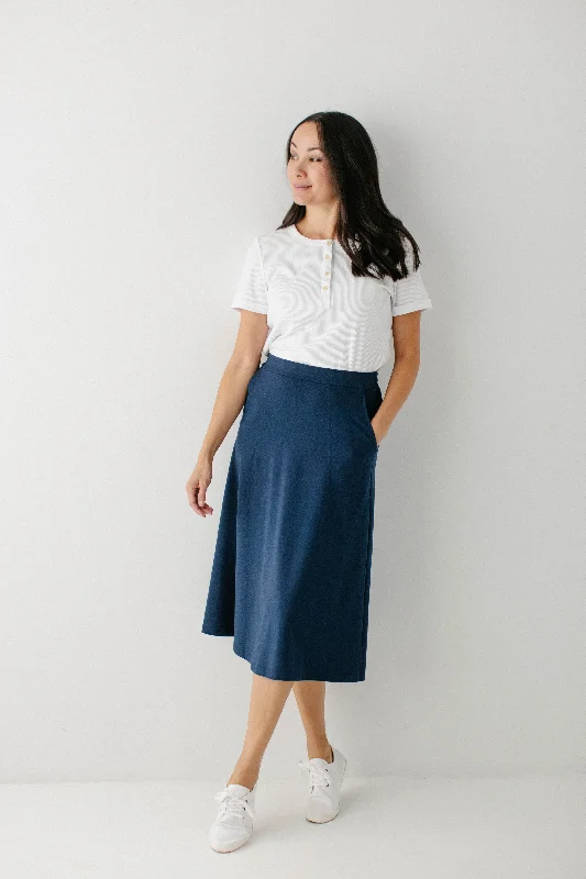 'Tori' Bamboo Cotton Blend Midi Skirt