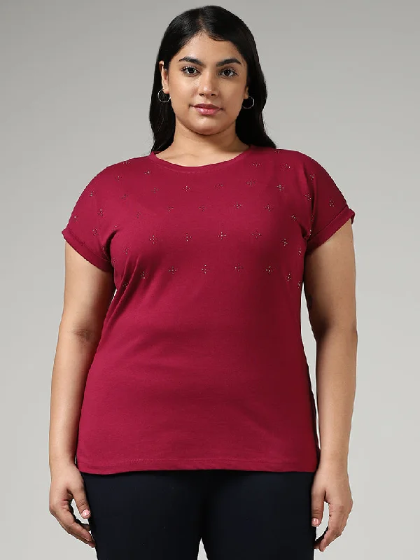 Gia Magenta Embellished T-Shirt