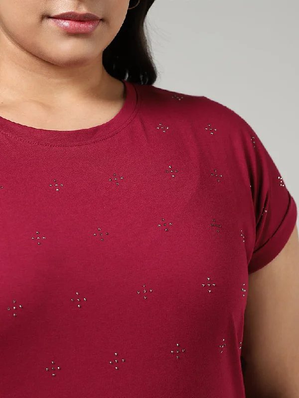 Gia Magenta Embellished T-Shirt