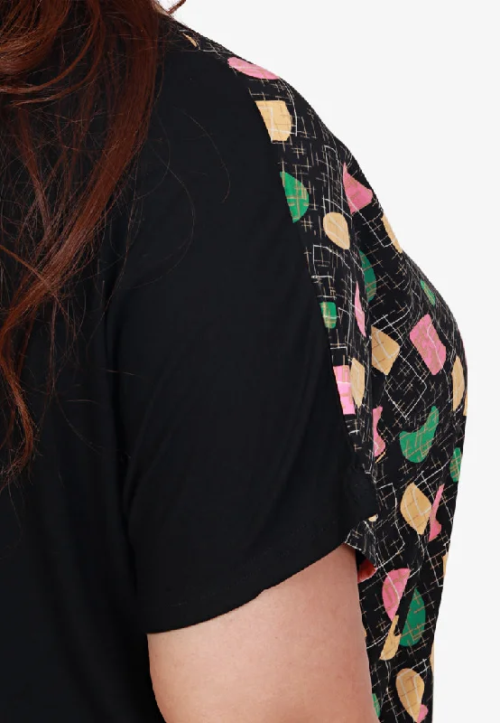 Pamela Back Stretch Lounge Top - Black Prints