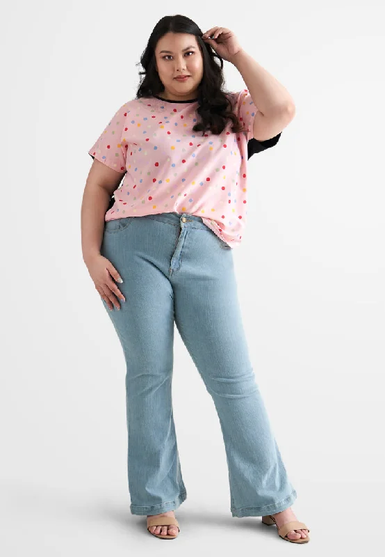 Pamela Back Stretch Lounge Top - Pink Dots