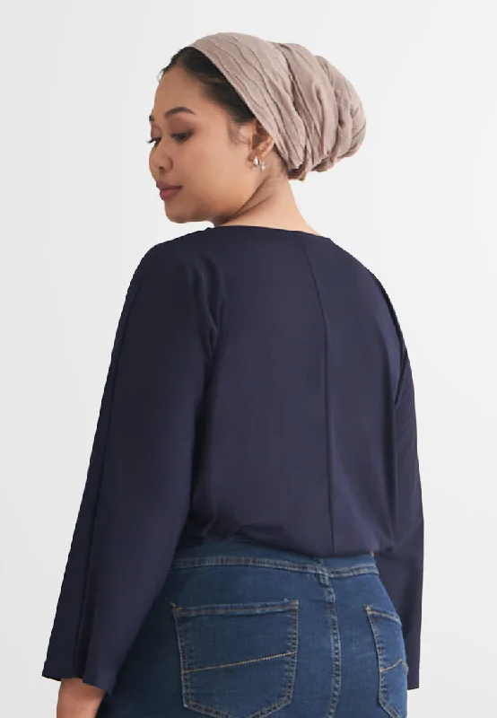 Calista EVERYDAY Loose-fit Crop Sleeve Tshirt - Navy Blue