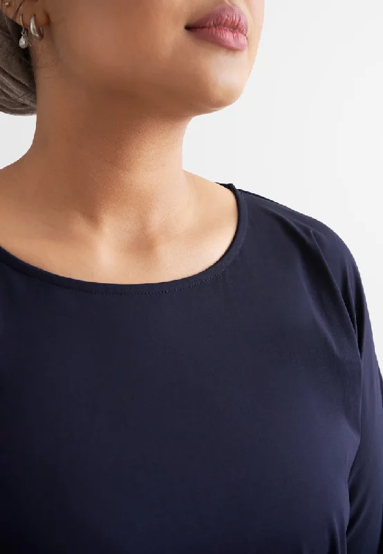 Calista EVERYDAY Loose-fit Crop Sleeve Tshirt - Navy Blue