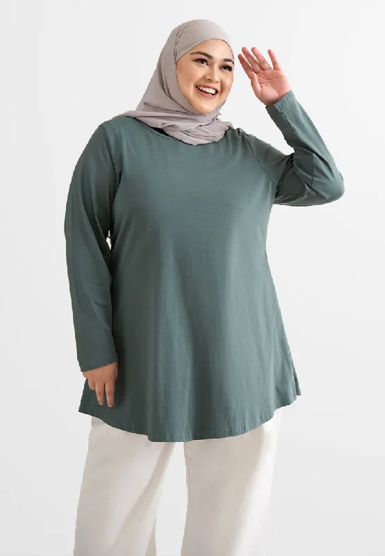 Velma Round Neck Long Sleeves Tee - Green