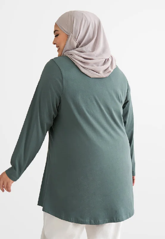 Velma Round Neck Long Sleeves Tee - Green