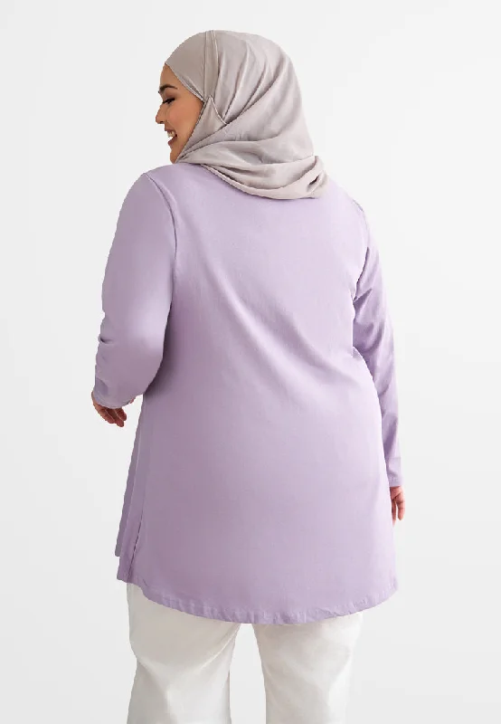 Velma Round Neck Long Sleeves Tee - Lilac