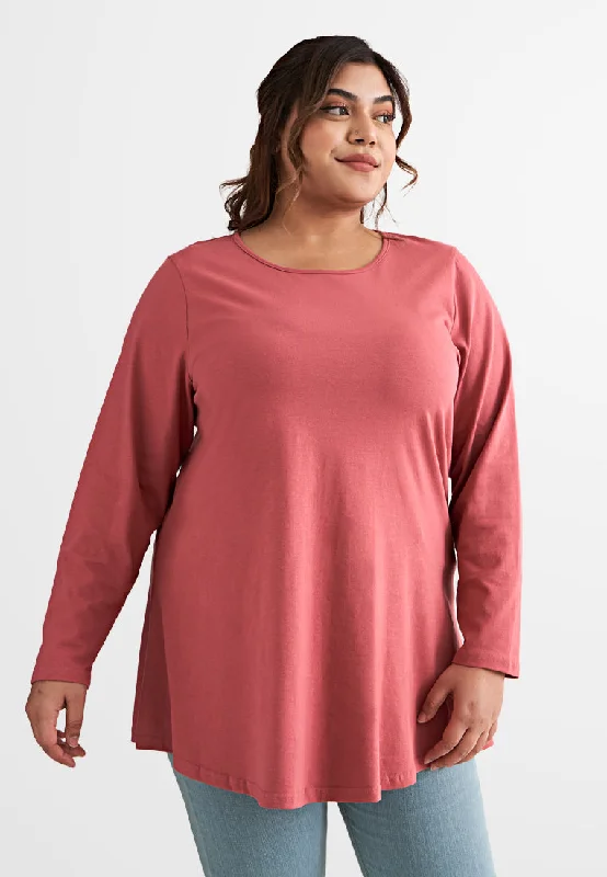 Velma Round Neck Long Sleeves Tee - Red