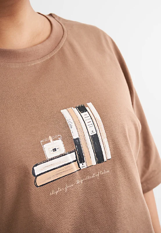 Gratitude Short Sleeve Single Jersey Graphic Tee - Brown Book