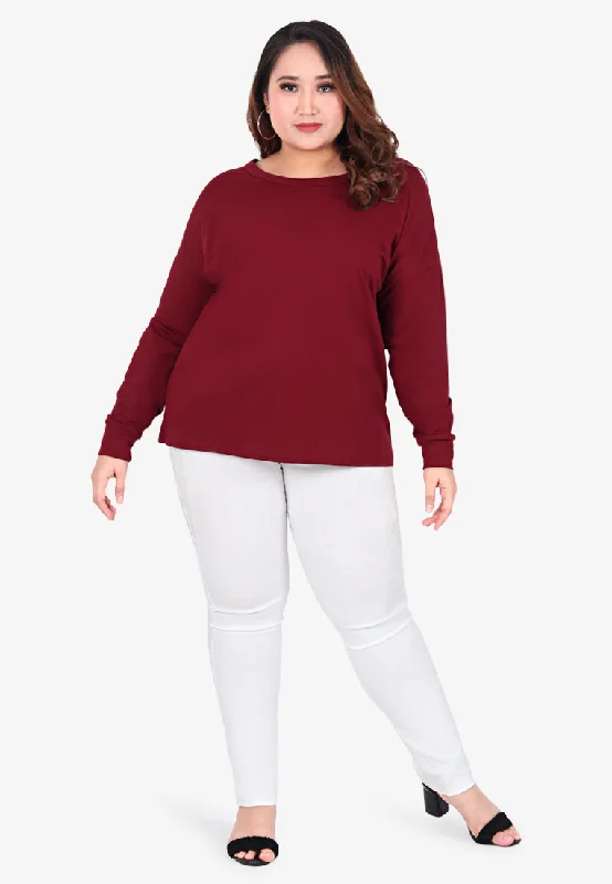 Juniper Wide Neck Jumper Tee - Maroon