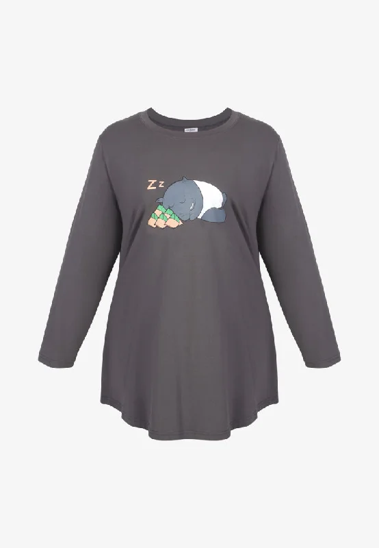 Tapir Cute Animals Sleep Tee - Cream