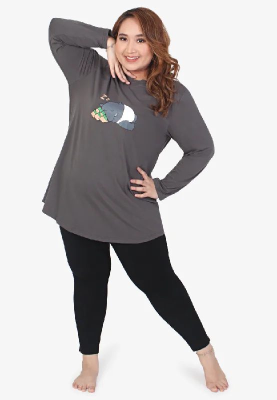 Tapir Cute Animals Sleep Tee - Grey