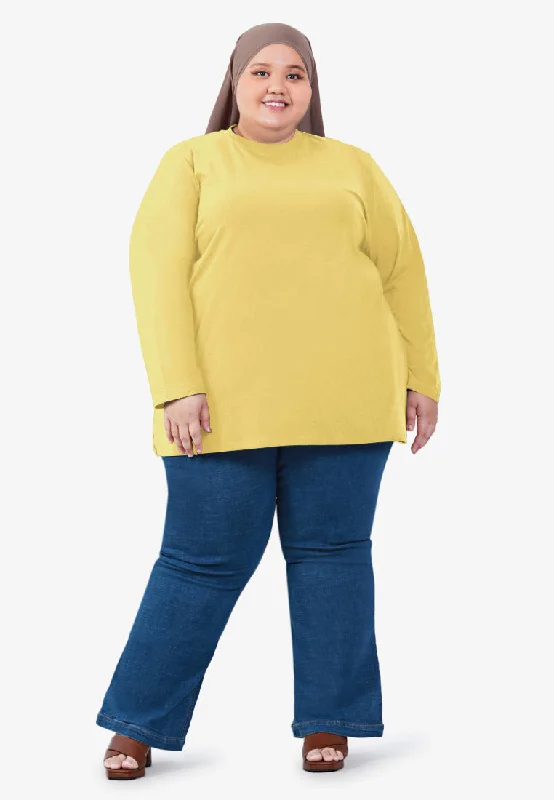 Clarissa Premium Cotton Long Sleeve Tshirt - Yellow