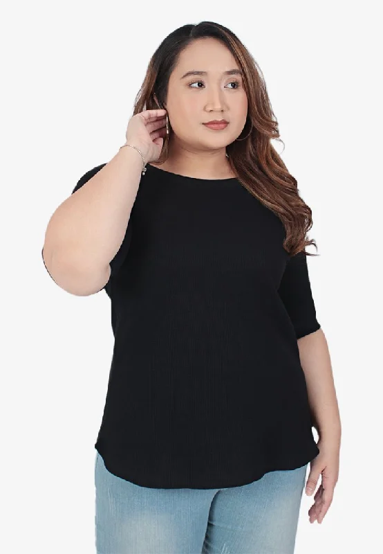 Waffy Short Sleeve Waffle Top - Black