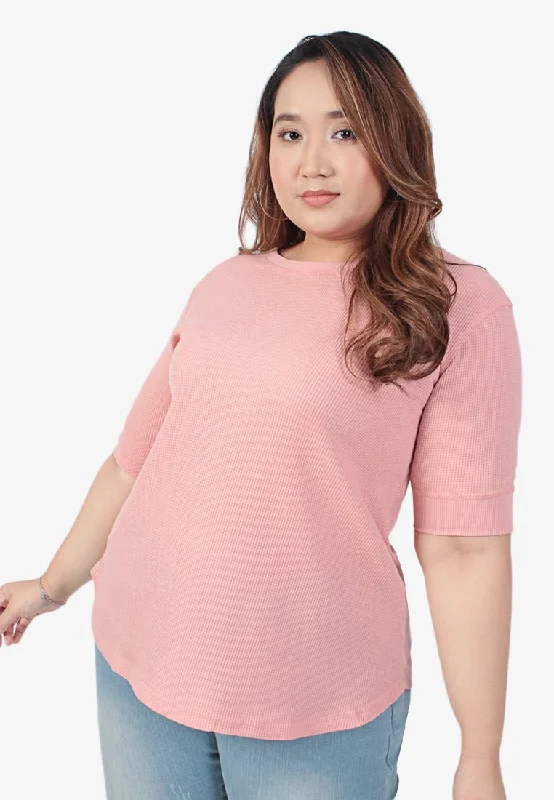 Waffy Short Sleeve Waffle Top - Pink