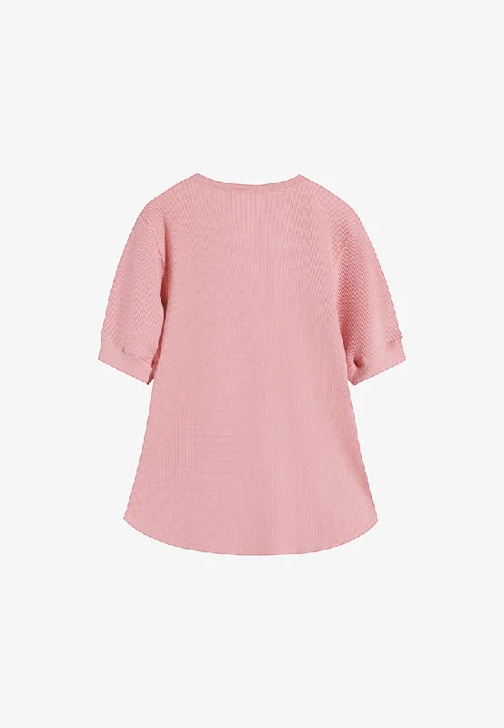 Waffy Short Sleeve Waffle Top - Pink