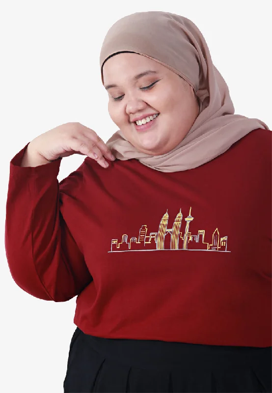 KLCC Skyline Malaysia Merdeka Tshirt - Maroon