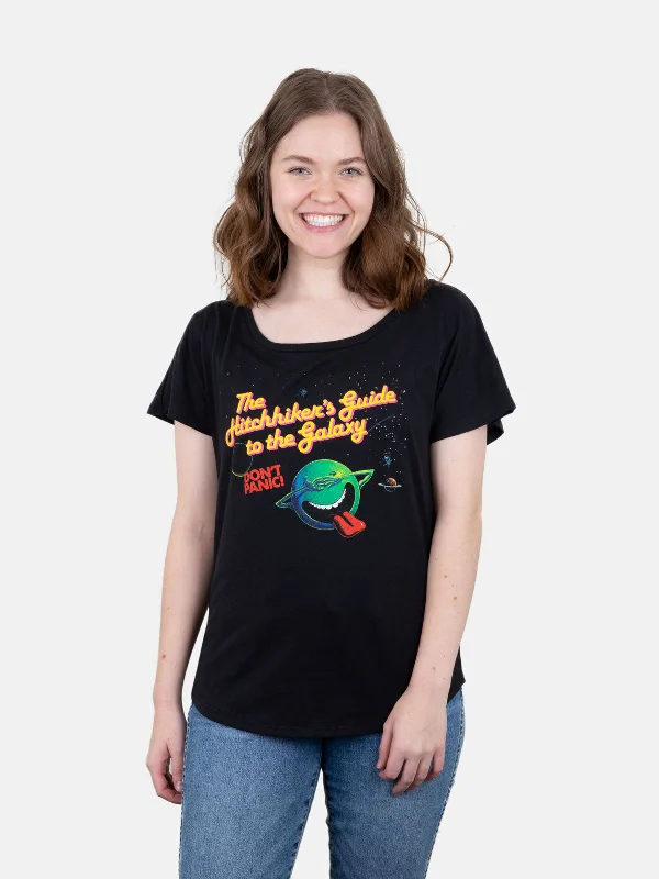 The Hitchhiker's Guide to the Galaxy Women’s (Black) Relaxed Fit T-Shirt