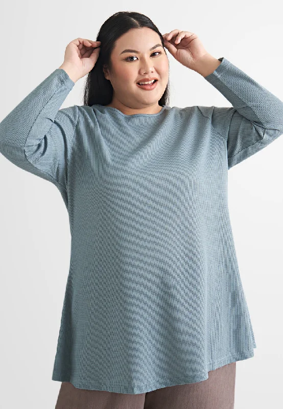 Wanda Casual Waffle Long Tee - Grey