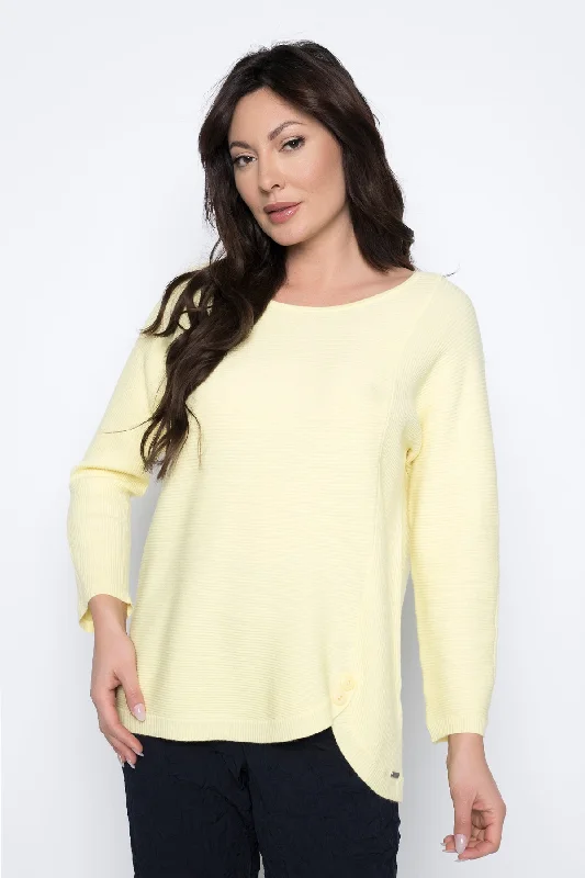 3/4 Sleeve Sweater Top With Curved Hem