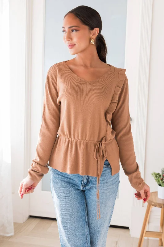 Beauty In Laughter Modest Ruffle Sweater