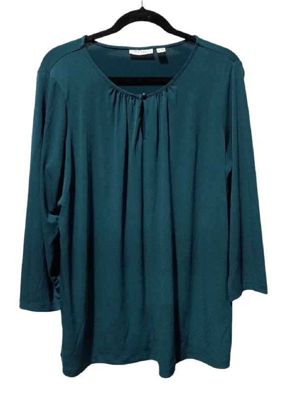 Blouse 3/4 Sleeve By Susan Graver In Green, Size: L