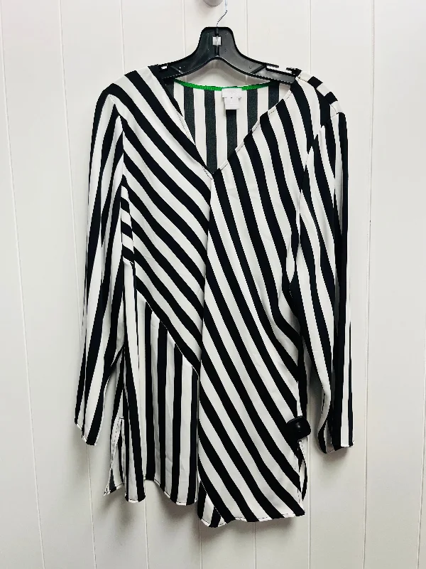 Blouse Long Sleeve By Chicos In Black & White, Size: Xl