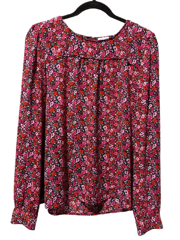 Blouse Long Sleeve By J. Crew In Floral Print, Size: L