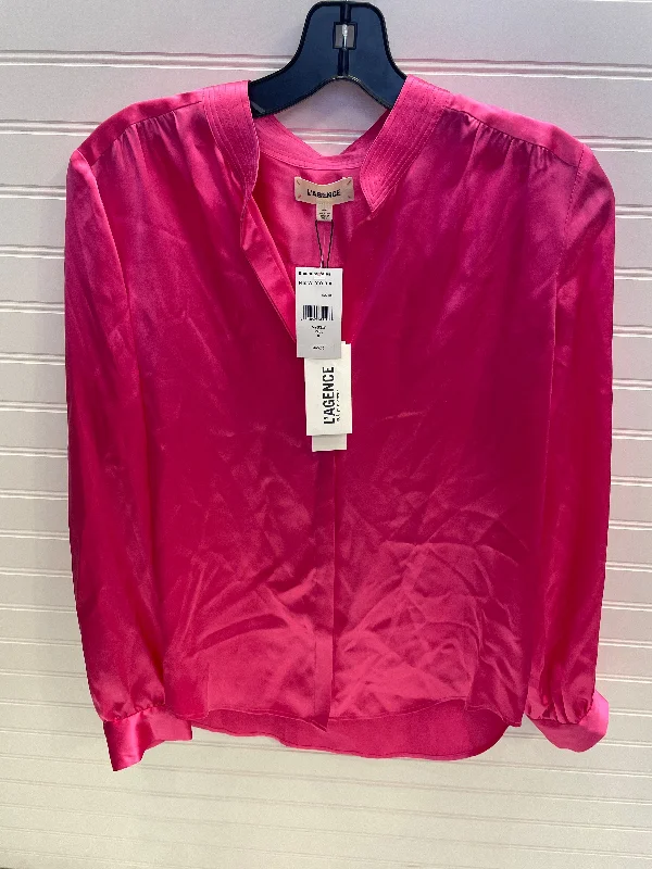 Blouse Long Sleeve By L Agence In Pink, Size: S