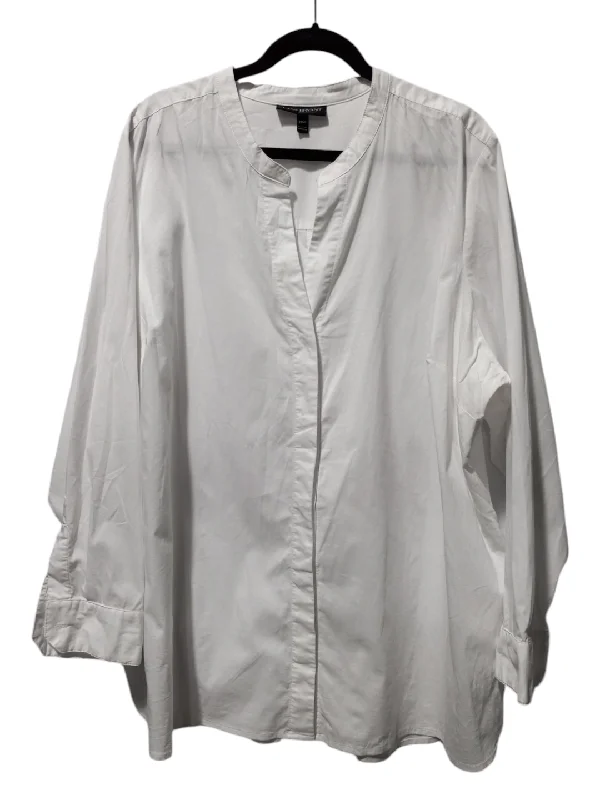 Blouse Long Sleeve By Lane Bryant In White, Size: 3x