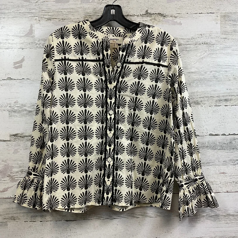 Blouse Long Sleeve By Porridge In Black & Cream, Size: Xs